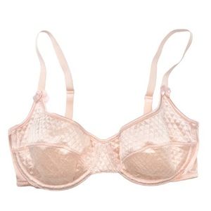 Vtg Gold Label VS Blush Pink Satin Quilted Bra 36C